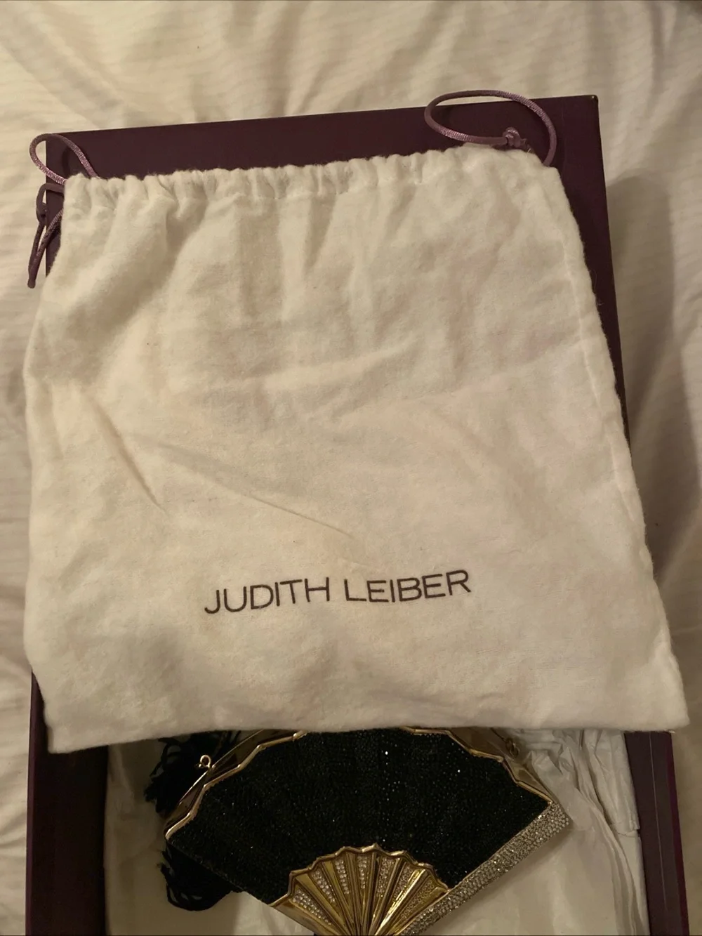 Vintage Judith Leiber Black, Gold & Silver Fan Minaudière